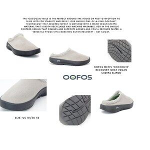Oofos Men’s ‘OOcoozie’ Recovery Gray Vegan Sherpa SlipOn: Size US 10